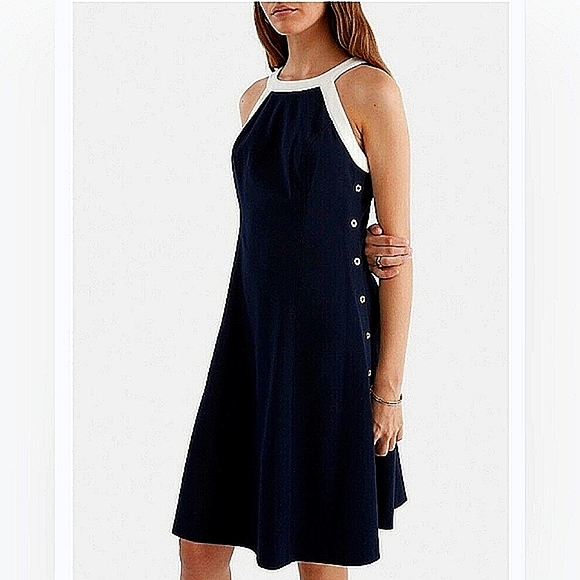 Tommy Hilfiger Dresses & Skirts - NWT Tommy Hilfiger white trimmed navy halter dress, button accent sides Sz 6 NEW